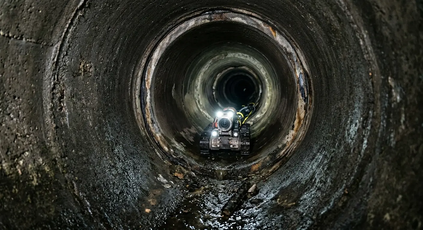 Robotic sewer camera inspecting pipe interior for Drain Snake Service in Pittsburgh